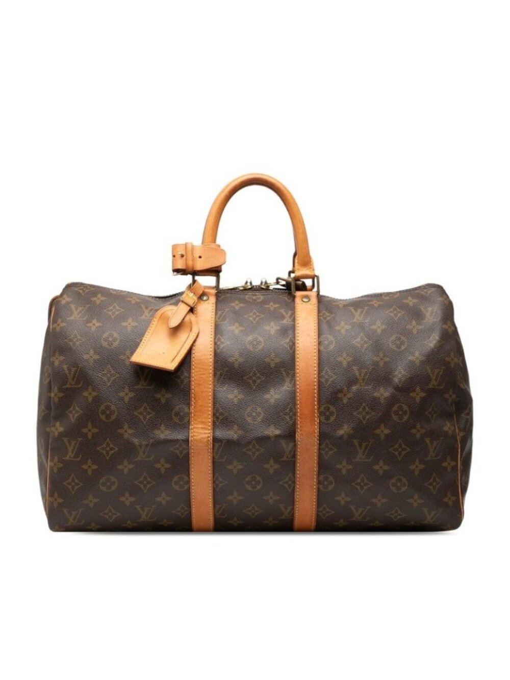 Louis Vuitton Monogram Keepall 45 Boston Bag Brown Leather - Picture 1 of 7